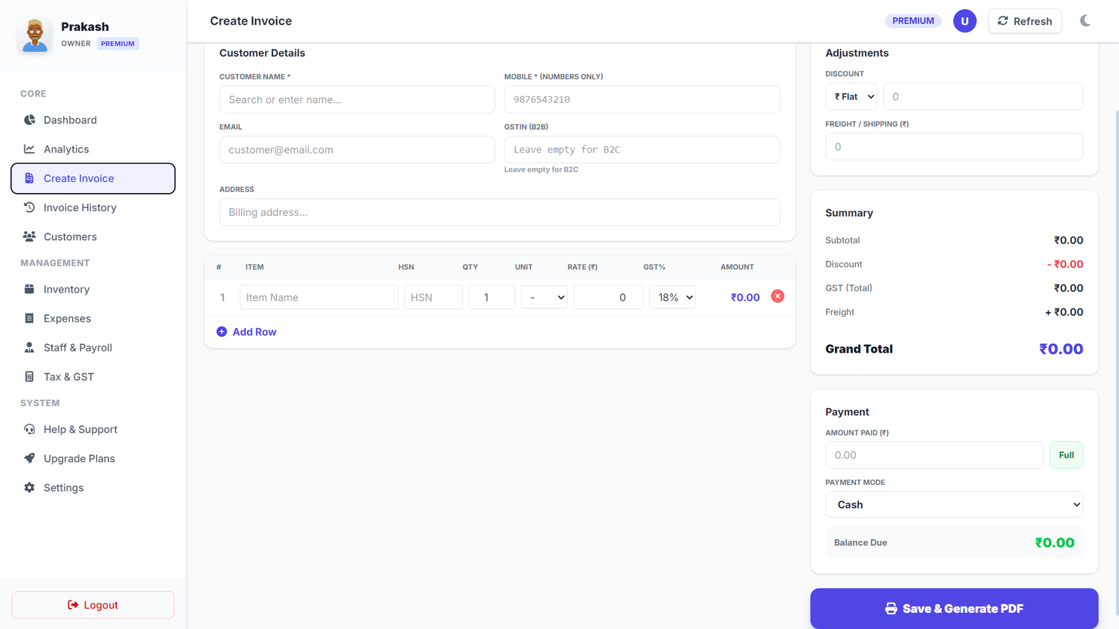 Invoice Feature